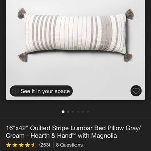 Gray and white lumbar throw pillow